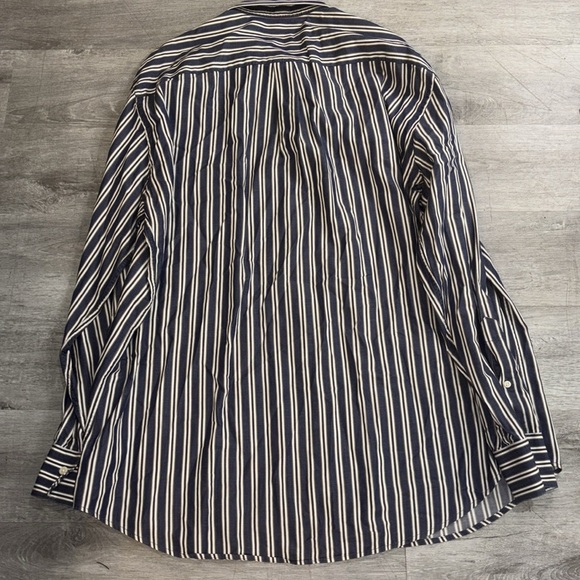 Peter Millar Navy Striped Button Down long sleeve Shirt Sz XL - Picture 7 of 7